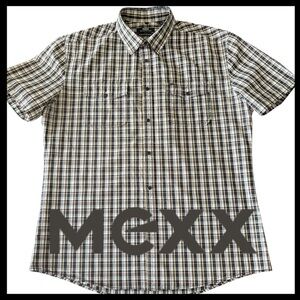 Mexx Metropolitan Cotton Plaid Regular Fit Short Sleeve Button-Up Shirt (L)